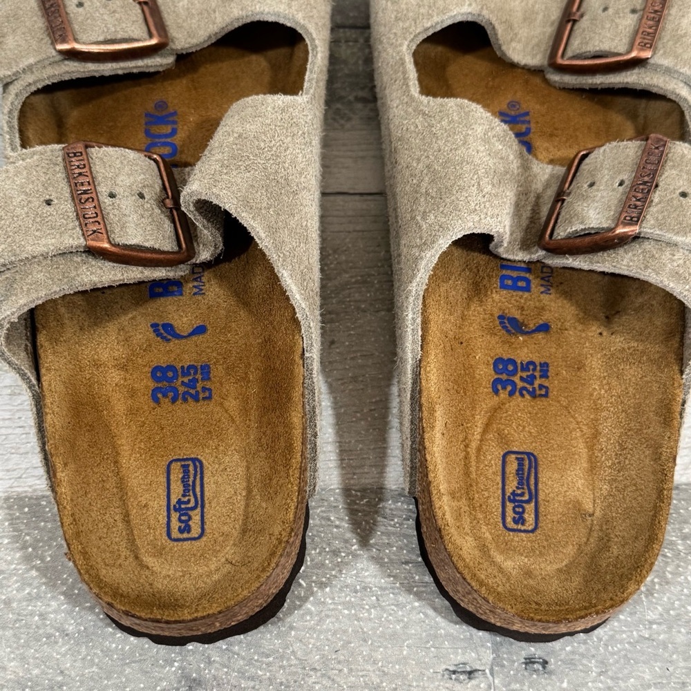 Birkenstock Women’s Arizona Soft Footbed Suede Leather Taupe Sz-7-7.5.US / 38.EU - Picture 6 of 7